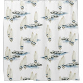 Minimale Surfboard Waterverf Kust strand vibes Douchegordijn (Voorkant)