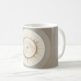 Minimale symbolische illustratie die balans verteg koffiemok