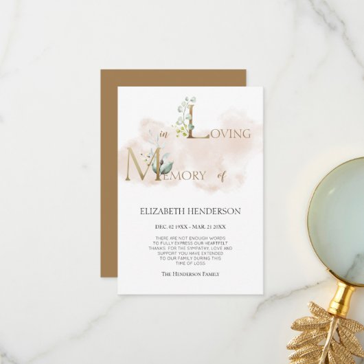 Minimale sympathie flat bedankt kaart (Voorkant / Achterkant in situ)