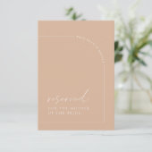 Minimale Tan Arch Wedding Gereserveerd Sign Kaart (Staand voorkant)