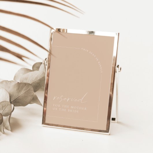 Minimale Tan Arch Wedding Gereserveerd Sign Kaart