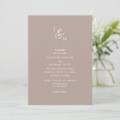 Minimale Tan Neutral Monogram Weddenschap Kaart (Staand voorkant)