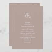 Minimale Tan Neutral Monogram Weddenschap Kaart (Voorkant / Achterkant)