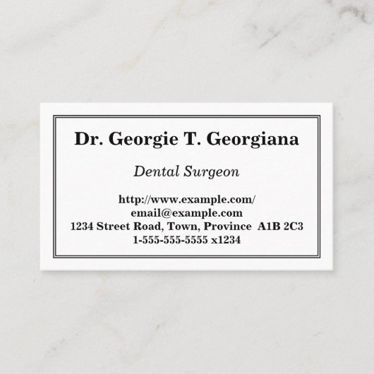 Minimale tandheelkundige Visitekaartje (Voorkant)