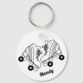 Minimale tekening van zwarte en witte Schaatsen Sleutelhanger (Achterkant)