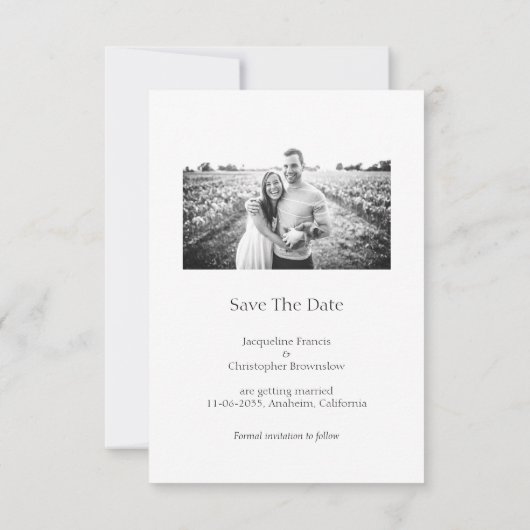 Minimale tekst en fotobruiloft besparen de datum bedankkaart (Achterkant)