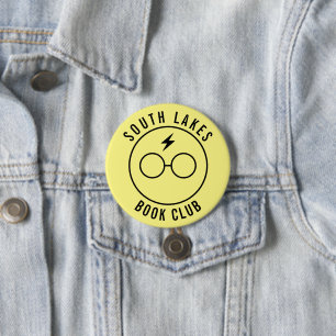 Minimale tekst Gele lijn Art Book Club Logo Ronde Button 7,6 Cm