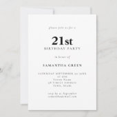 Minimale tekst om het even welke kleur 21e verjaar kaart (Voorkant)