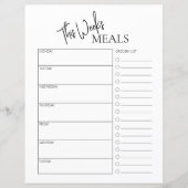 Minimale Tekst Weekmenu Planner (Voorkant)