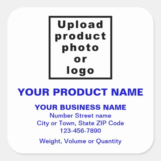 Minimale teksten voor Business Product Blue Vierkante Sticker (Voorkant)