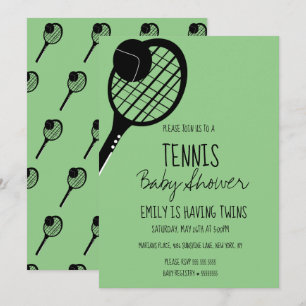 Minimale tennis sporten baby shower groene uitnodi kaart