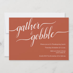 Minimale Terra Cotta Gather & Gobble Thanksgiving Kaart