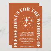 Minimale terracotta Arch Boho Rustic Wedding Kaart (Voorkant / Achterkant)