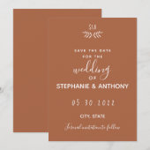 Minimale terracotta Branch Calligraphy Wedding Save The Date (Voorkant / Achterkant)