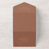 Minimale terracotta Calligraphy Modern Wedding All In One Uitnodiging (Buitenkant)