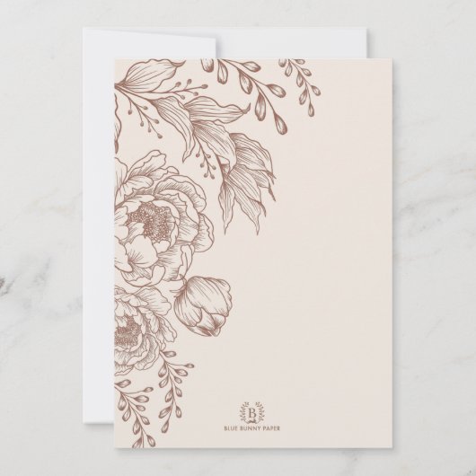 Minimale terracotta Herfst botanische bruiloft Kaart (Achterkant)