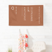 Minimale terracotta met heart Modern Wedding Spandoek (Insitu)