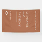Minimale terracotta met heart Modern Wedding Spandoek (Horizontaal)