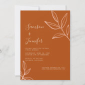 Minimale terracotta met Leaves Virtual Wedding Kaart (Voorkant)