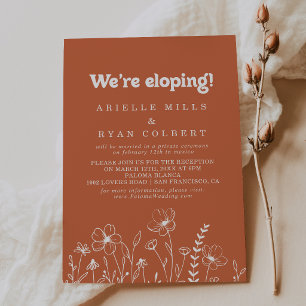 Minimale Terracotta Wildbloem Elopement Ontvangst Kaart