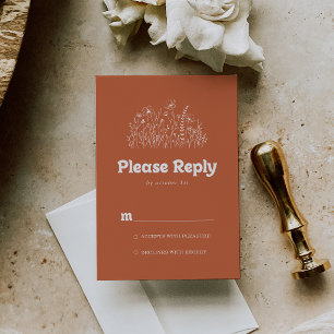 Minimale Terracotta Witte Wilde Bloem RSVP Kaartje