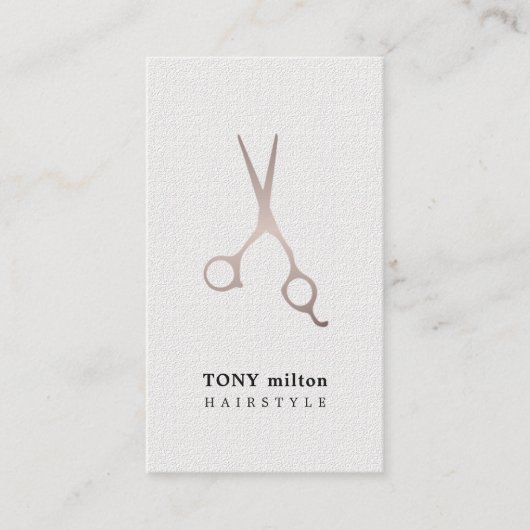 Minimale textuur Wit kunstmetaalschaar haar Visitekaartje (Voorkant)