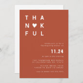 Minimale Thankful Terracotta Thanksgiving Dinner Kaart (Voorkant / Achterkant)