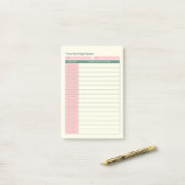 Minimale Tijdblok Planner Roze Lay-out Post-it® Notes (Op bureau)