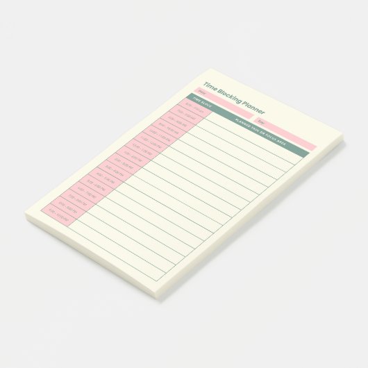 Minimale Tijdblok Planner Roze Lay-out Post-it® Notes (Schuin)