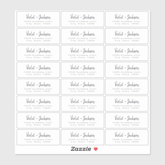 Minimale transparante retouradres van penseelscrip sticker (Vel)