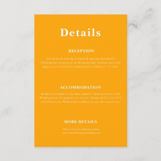 Minimale trendy casual bruiloft Details Behuizing Informatiekaartje (Voorkant)