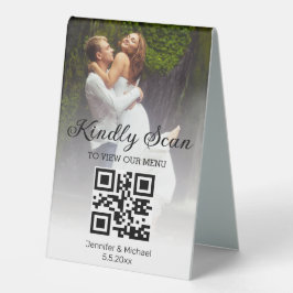 Minimale trendy QR code bruiloft menu foto