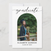 Minimale Trendy Script Boog Foto Afstuderen Save The Date (Voorkant)