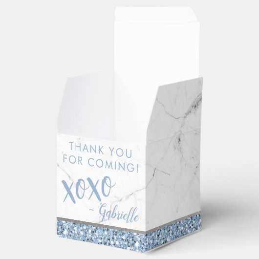 Minimale troebele blauwe kiezeldoos bedankdoosjes (Geopend)