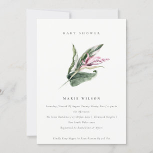 Minimale tropische bladroze Baby shower Kaart