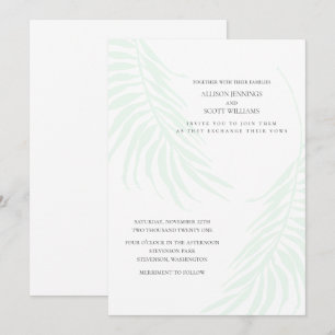 Minimale Tropische Huwelijk Groen en Wit Chic Kaart