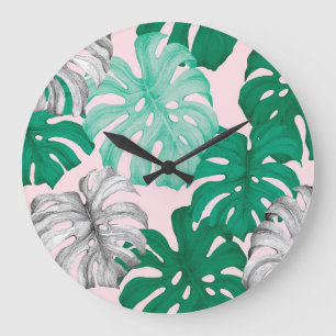 Minimale Tropische Monstera Duo-Tone Grote Klok