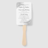 Minimale Tropische Silver Palm Leaf Wedding Progra Handwaaier (Voorkant)