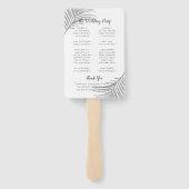 Minimale Tropische Silver Palm Leaf Wedding Progra Handwaaier (Achterkant)
