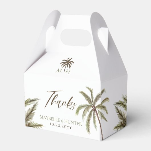 Minimale Tropische Waterverf Palmboom Boho Wedding Bedankdoosjes (Voorkant Zijde)