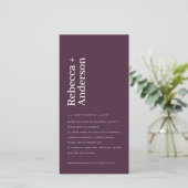 MINIMALE TROUWKAART MET WIJNPRUIM TYPOGRAFIE BEDANKKAART (Staand voorkant)