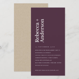 MINIMALE TROUWKAART MET WIJNPRUIM TYPOGRAFIE BEDANKKAART