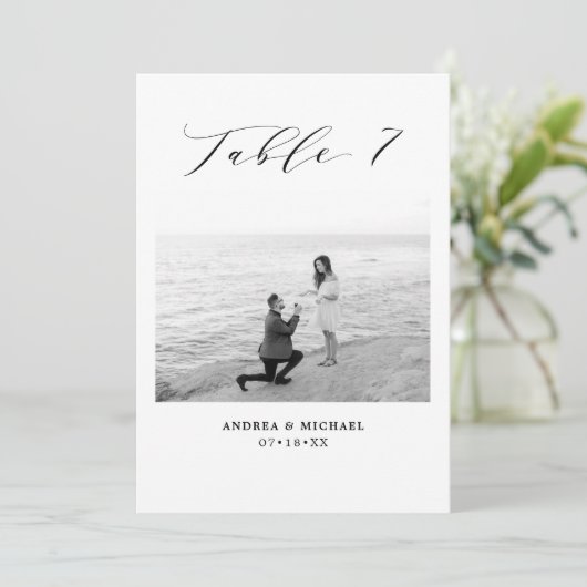 Minimale trouwtafel 7 Aantal en Afbeeldingen Aankondiging (Staand voorkant)