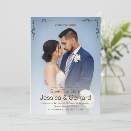 Minimale trouwuitnodiging kaart (Staand voorkant)