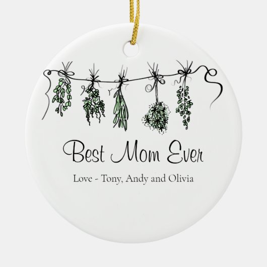 Minimale Tuin Kruiden Beste Moeder Ooit Keramisch Ornament (Voorkant)