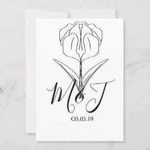 Minimale Tulp Floral Botany Wedding Kaart