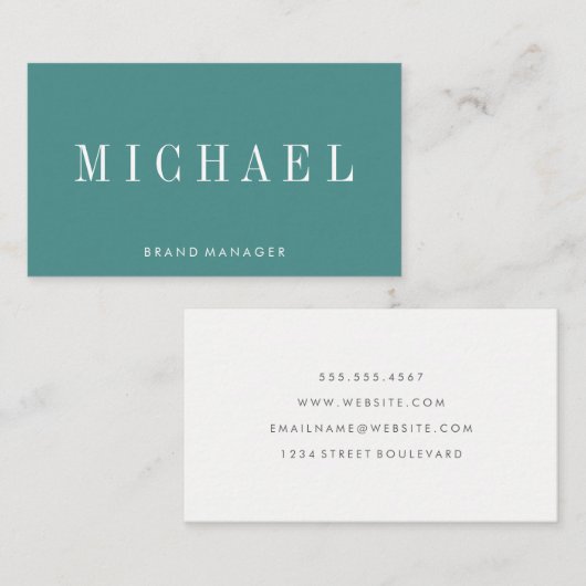 Minimale Turqoise met Serif Font Visitekaartje (Voorkant / Achterkant)