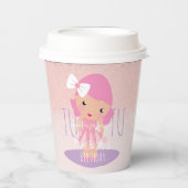 Minimale Tutu Girl's Birthday Cartoon Roze Glitter Papieren Bekers (Voorkant)