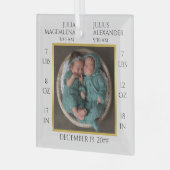 Minimale Tweeling Baby Naam Geboortestatistieken F Glas Ornament (Voorkant links)