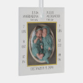 Minimale Tweeling Baby Naam Geboortestatistieken F Glas Ornament (Voorkant Rechts)